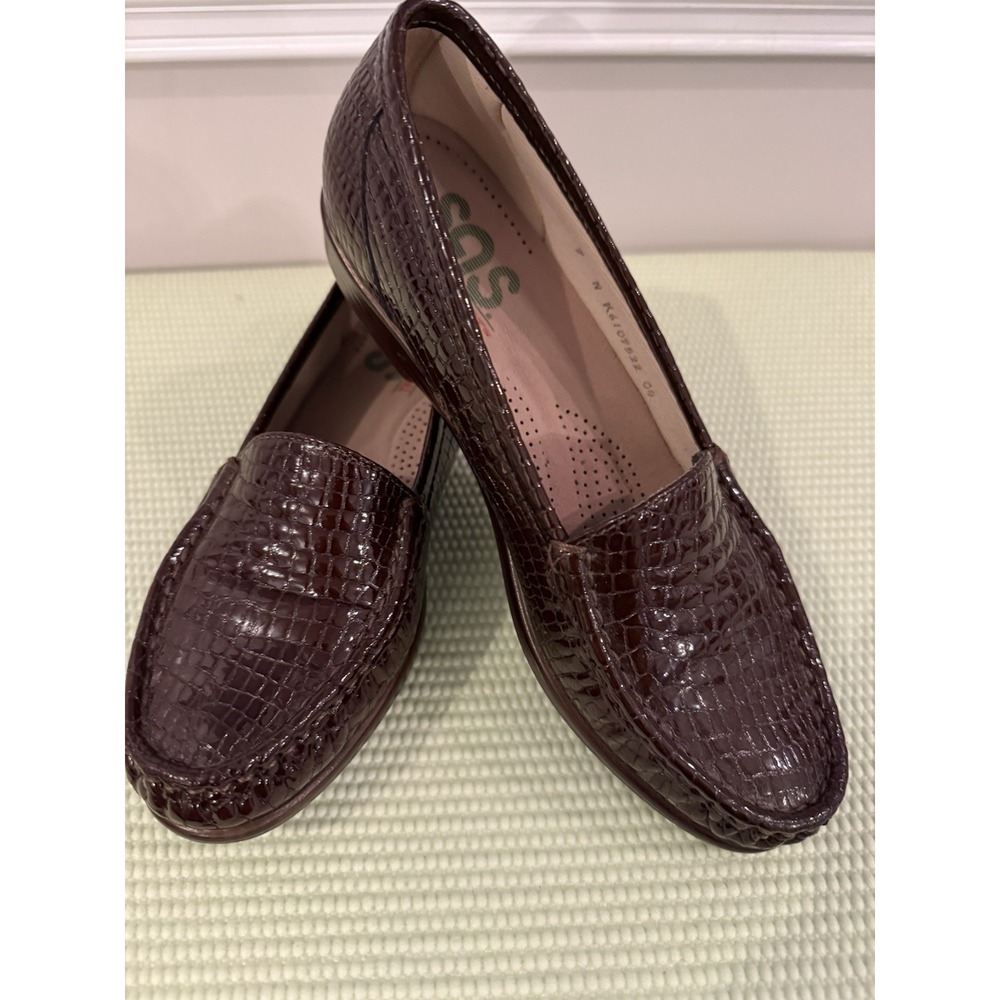 SAS Tripad Comfort Slip on Brown Crocodile‎ Print Loafer Shoes Women's Size 7